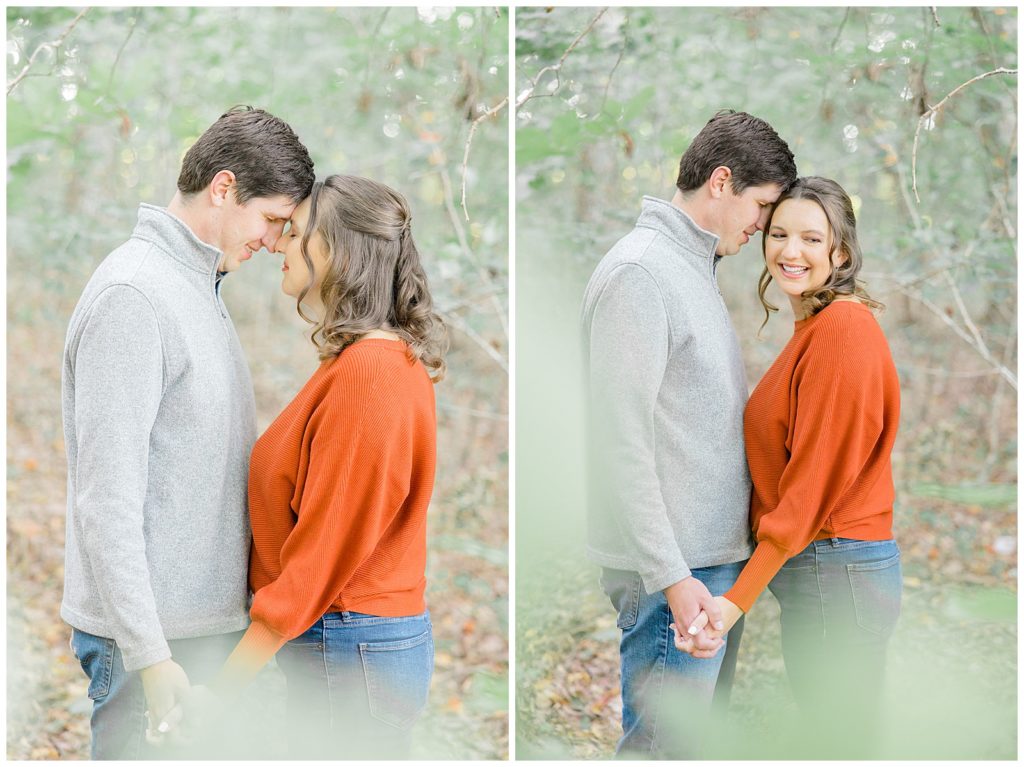 engagement photos in woods 